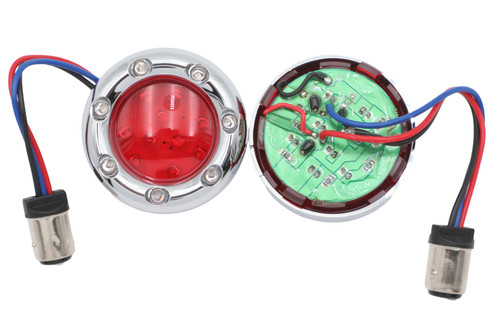 Wyatt Gatling #77924 - Chrome LED Turn Signal Bezel with Red Lens