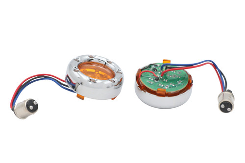 Wyatt Gatling #77924A - Chrome LED Turn Signal Bezel with Amber Lens