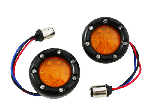 Wyatt Gatling #77925A - Black LED Turn Signal Bezel with Amber Lens