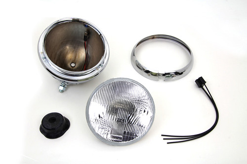 Wyatt Gatling #20-6004H - 7 inch Round Chrome Vintage Style Headlamp