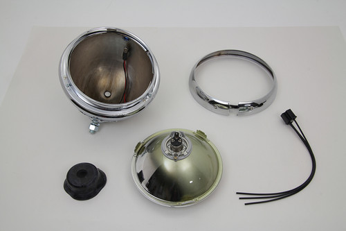 Wyatt Gatling #20-6004H - 7 inch Round Chrome Vintage Style Headlamp