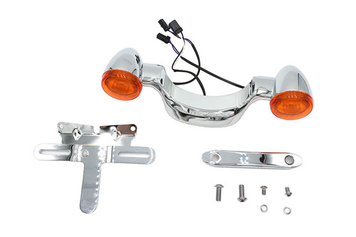 Wyatt Gatling - Chrome Bullet Rear Turn Signal Bar and License Plate