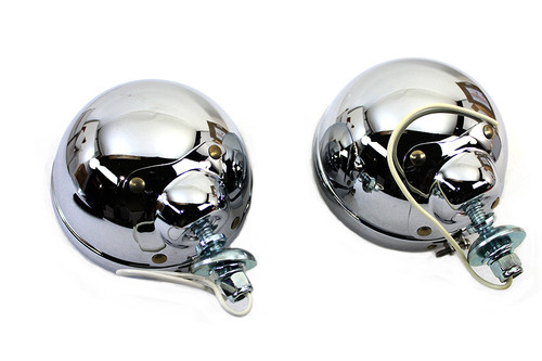 V-Twin - Chrome 4-1/2 inch Spotlamp Set with Clear 6 Volt Bulb
