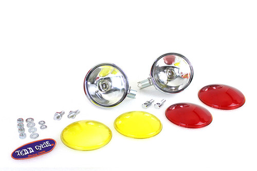 V-Twin - Replica Chrome Guide Spotlamp Set 6 Volt