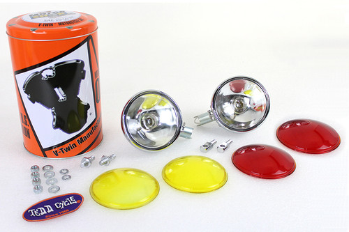 V-Twin - Replica Chrome Guide Spotlamp Set 6 Volt