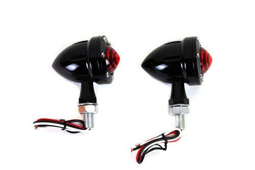Wyatt Gatling #L22-6833BR - LED Bullet Turn Signal Set Black with Red Lens