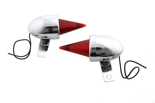 V-Twin - Torpedo Bullet Lamp Set Chrome with Brackets