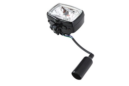 V-Twin #83097B - 12 Volt Chopper Rectangular Headlamp Black