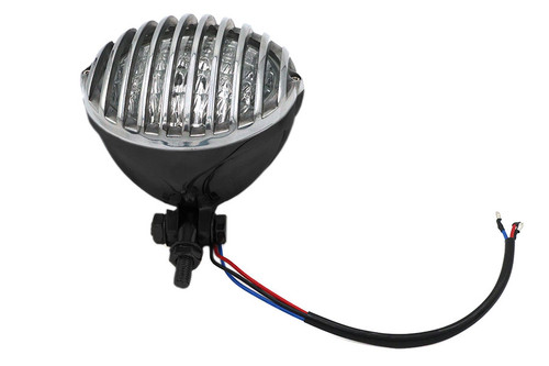V-Twin - 4-1/2 inch Pirate Headlamp Black with Aluminum Grill
