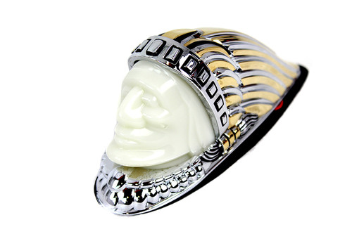 V-Twin #78658G - Indian Face Front Fender Lamp Gold and Chrome