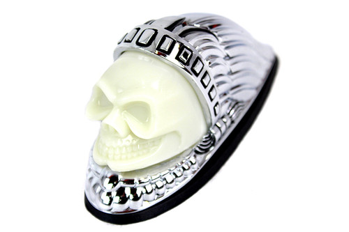 V-Twin #78659 - Skull Head Front Fender Lamp Chrome