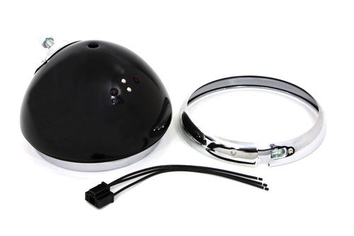 Wyatt Gatling - Black 7 inch K Headlamp Housing with Chrome Rim