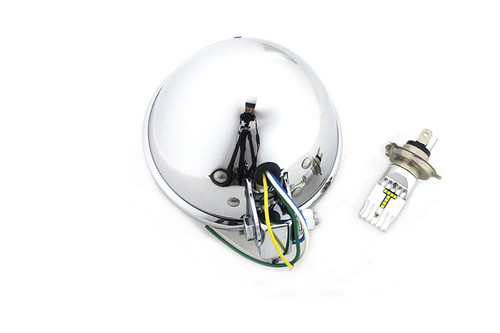 V-Twin - 5-3/4 inch Bates Style 6 Volt LED Headlamp Chrome