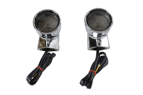 Wyatt Gatling #161854 - Chrome Revox Bullet LED Front Turn Signal Set