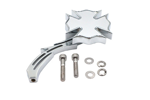 Wyatt Gatling #76266B3 - Chrome Firefighter Mirror with Billet Skull Stem