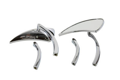 Wyatt Gatling #76301B4 - Chrome Teardrop Mirror Set with Solid Billet Stems