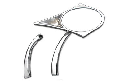 Wyatt Gatling #76306B3 - Chrome Spike Oval Mirror with Solid Billet Stems