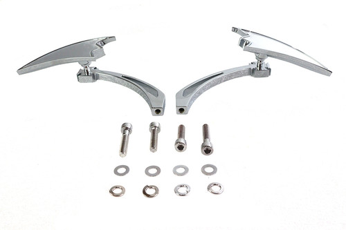 Wyatt Gatling #76432B4 - Chrome Crescent Mirror Set with Billet Cross Head Stems