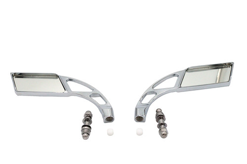 Wyatt Gatling #75301 - Parallelogram Mirror Set with Billet Slotted Stem Chrome