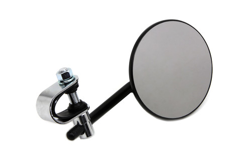 Wyatt Gatling #60-0077B - 4 inch Round Mirror with Clamp Black Steel