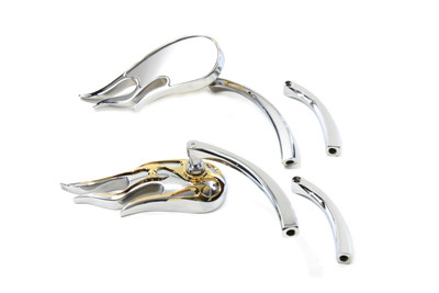 Wyatt Gatling #76466GB4 - Fireball Mirror Set with Curved Stems Chrome