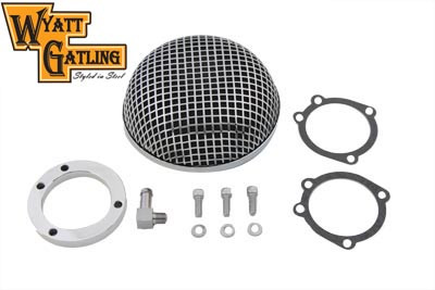 Wyatt Gatling #63362 - Wyatt Gatling Round Mesh Air Cleaner Chrome