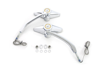 Wyatt Gatling #77060A - Diamond Shape Mirror Set with Billet Stems
