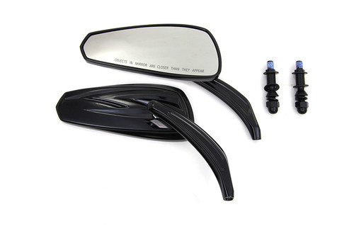 Wyatt Gatling #M60-6389GB - Gloss Black Tribal Teardrop Mirrors with Billet Stems