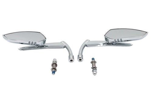 Wyatt Gatling #M60-6343C - Teardrop Apache Style Mirror Set Billet Chrome