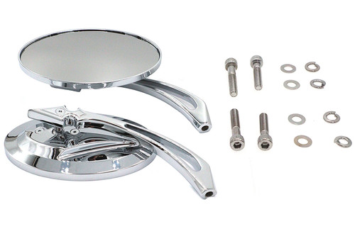 Wyatt Gatling #77004B4 - Oval Mirror Set with Billet Spear Stem