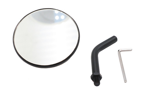 V-Twin #78960 - 3 inch Round Mini Mirror Top Triple Tree Mount Black