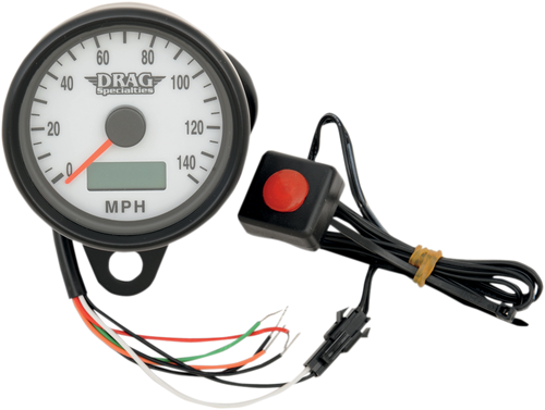 2.4" MPH Programmable Mini Electronic Speedometer with Odometer/Tripmeter - Matte Black - White Face