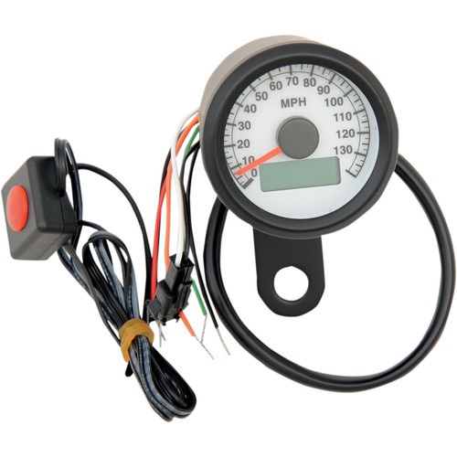 Drag Specialties - Programmable Mini Electronic Speedometer with Odometer/Tripmeter - 1.87" - Black