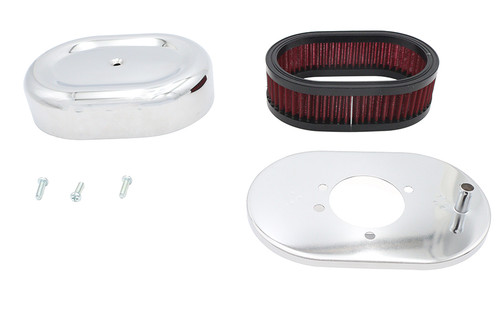 V-Twin #78986 - Mini Oval Air Cleaner Kit Chrome For Shorty Carburetors