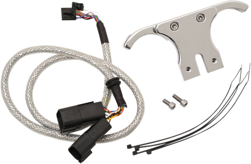Chrome Handlebar Clamp Mount with T-Bar Drag Bar - Includes Wiring Harness
