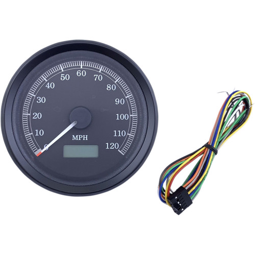 Drag Specialties - Universal 3-3/8" Programmable Electronic Speedometer - MPH - Black Face - Black Bezel
