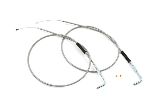 V-Twin #28-0113SP-17 - 47-1/2 inch Stainless Steel Throttle and Idle Cable Set