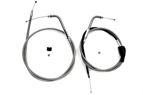 V-Twin #28-0118SPK - 46 inch Stainless Steel Throttle and Idle Cable Set
