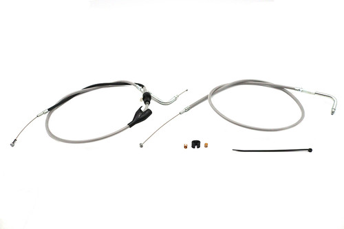 V-Twin #28-0119SPK - 43 inch Stainless Steel Throttle and Idle Cable Set Clear Co