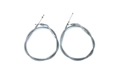 V-Twin - Stainless Steel Throttle and Idle Cable Set with 42 inch Cas