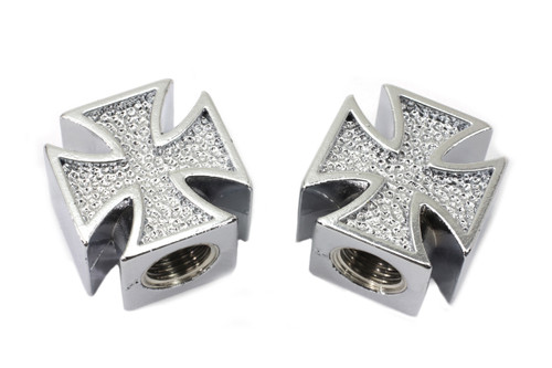 V-Twin #W99-6218C(2) - Chrome Maltese Cross Valve Set Cover Set