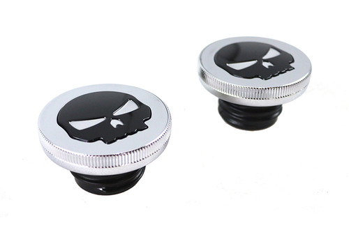 Wyatt Gatling #78575 - Chrome Skull Style Vented and Non-Vented Gas Cap Set