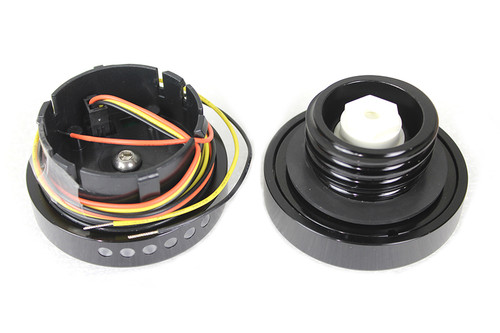 Wyatt Gatling #011061 - Black LED Ribbed Style Fuel Gauge and Filler Cap Set