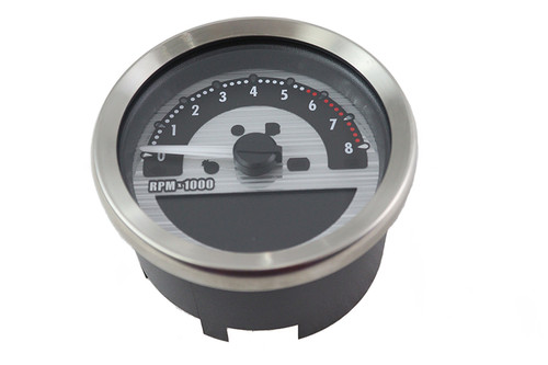V-Twin #83138S - 3-5/8 inch Electronic Speedometer and Tachometer Silver