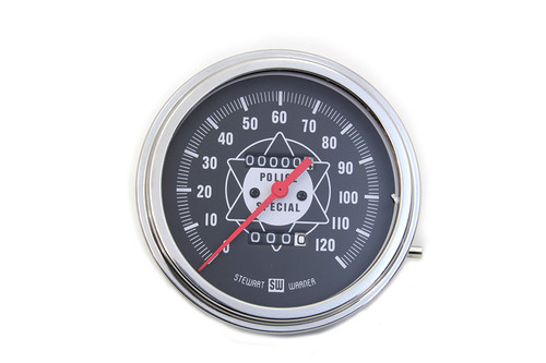 V-Twin #71473CR - Police Speedometer With Red Needle