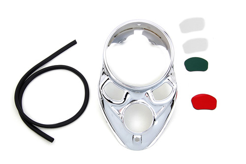 V-Twin #12-0070CVT - Chrome Skull Dash Panel with Red Lens