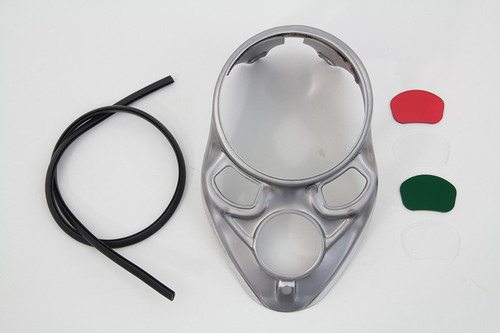 V-Twin #12-0070RVT - Raw Skull Dash Panel with Red Lens