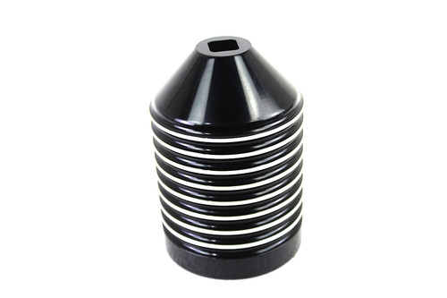 V-Twin #120244 - Finned Black Anodized Oil Filter Kit with Raw Accents