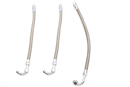 V-Twin #73082 - Big Twin Oil Line Set 3 Piece Stainless Steel