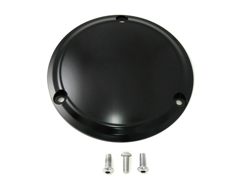 V-Twin #77619 - Matte Black 3-Hole Smooth Derby Cover